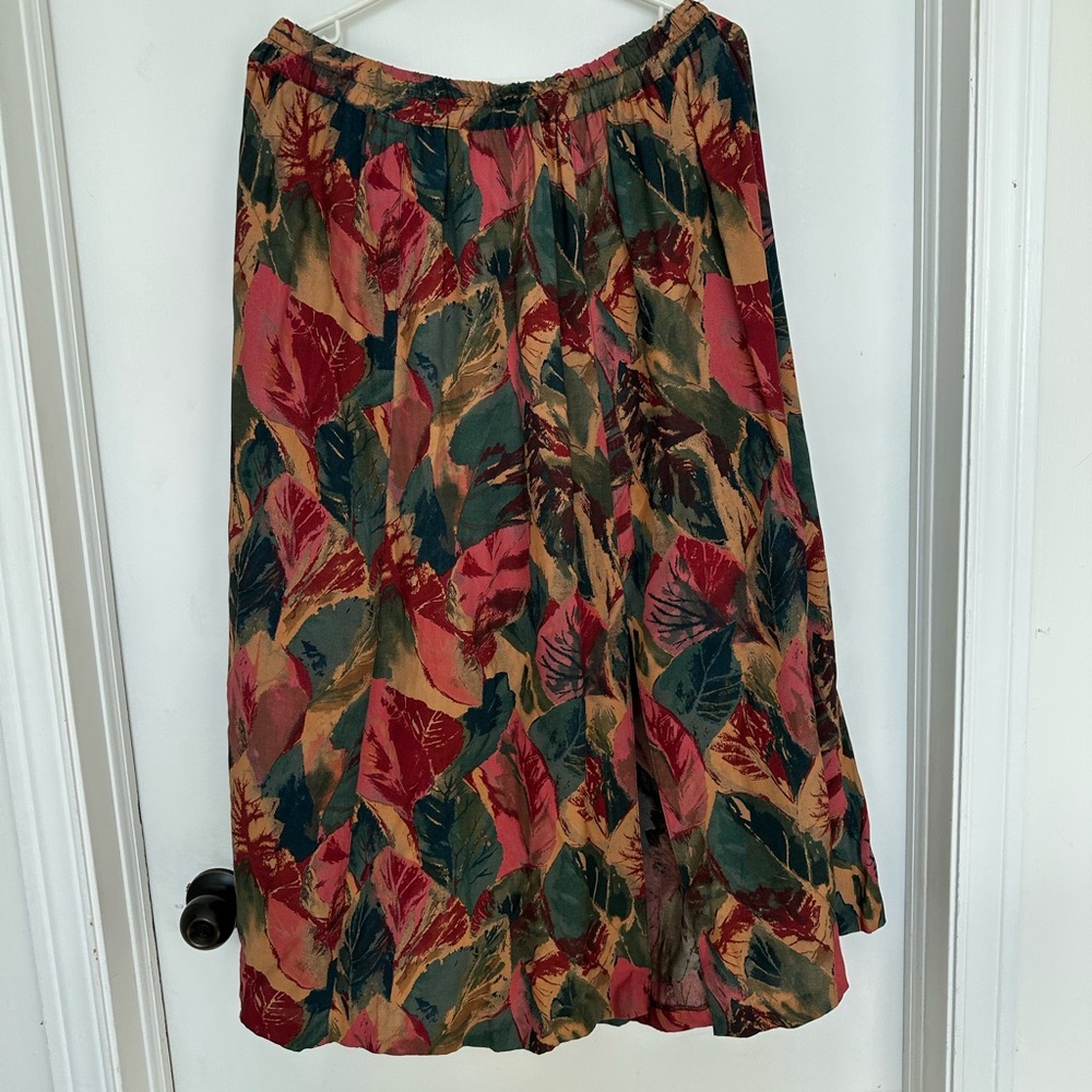 Pink and Green A-Line Midi Skirt with Tie Front for Casual Wear